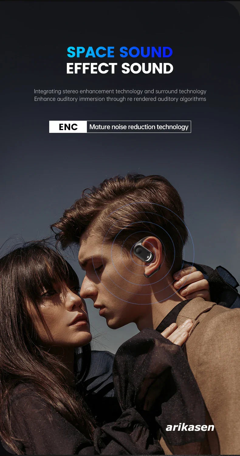 Open-Ear Headphones with Stable Comfort & Hi-Res Sound Pure Bass Boost Bluetooth 5.3 Earbuds OWS Wireless Headphones for Sports