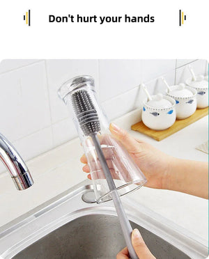 Silicone Milk Bottle Brush Cup Scrubber Glass Cleaner Kitchen Cleaning Tool Long Handle Drink Bottle Glass Cup Cleaning Brush