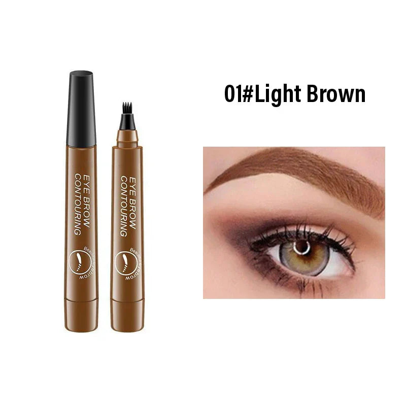4 Splitted Head Eyebrow Pencil Long Last Smudge Proof Waterproof Sweat Proof High Pigmented Easy Apply Liquid Brow Makeup Pen