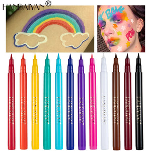 12-Piece Set Matte Colored Eyeliner Pens - Quick-Drying, Non-Smudging Liquid Eyeliner Pens