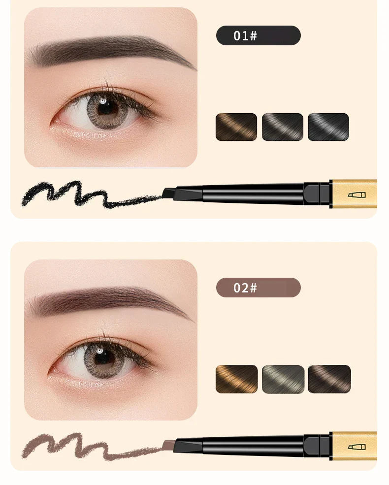 Small Gold Bars Double-end Ultra-fine Eyebrow Pencil Triangle Eyebrow Pen Refill Brow Brush Draw Stereoscopic Long-Lasting Brows
