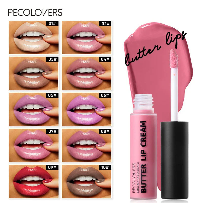 1PC Butter Silky Lip Gloss Hydrating Liquid Lipstick Pink Red Tones Long Lasting Lipgloss