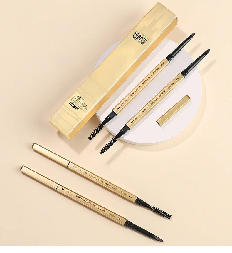 Small Gold Bars Double-end Ultra-fine Eyebrow Pencil Triangle Eyebrow Pen Refill Brow Brush Draw Stereoscopic Long-Lasting Brows