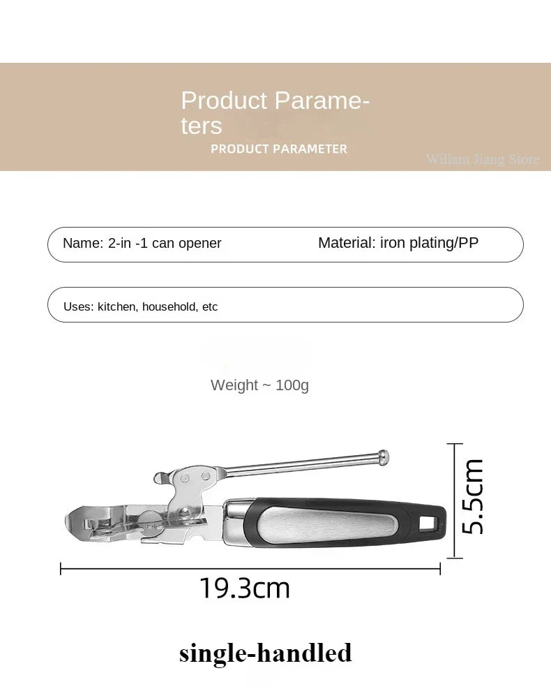 Professional Iron Manual Can Opener Multifunctional Stainless Steel Beer Handle Can Opener Kitchen Gadgets Bottle Openers Jar