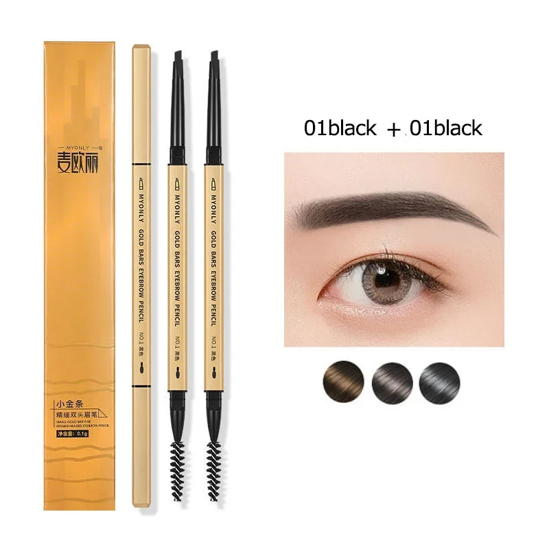 Small Gold Bars Double-end Ultra-fine Eyebrow Pencil Triangle Eyebrow Pen Refill Brow Brush Draw Stereoscopic Long-Lasting Brows
