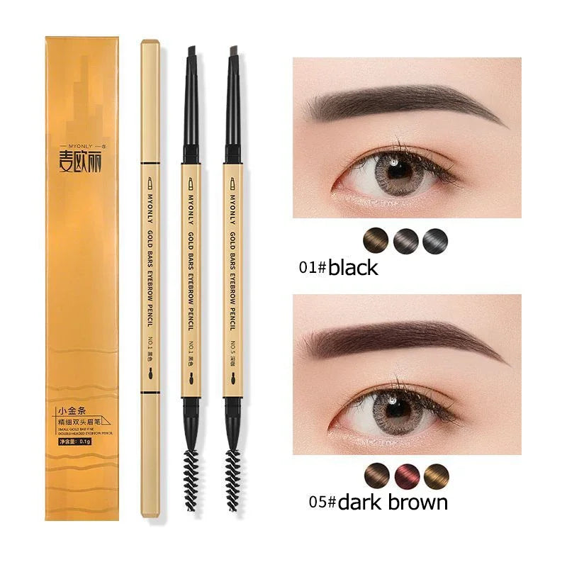 Small Gold Bars Double-end Ultra-fine Eyebrow Pencil Triangle Eyebrow Pen Refill Brow Brush Draw Stereoscopic Long-Lasting Brows