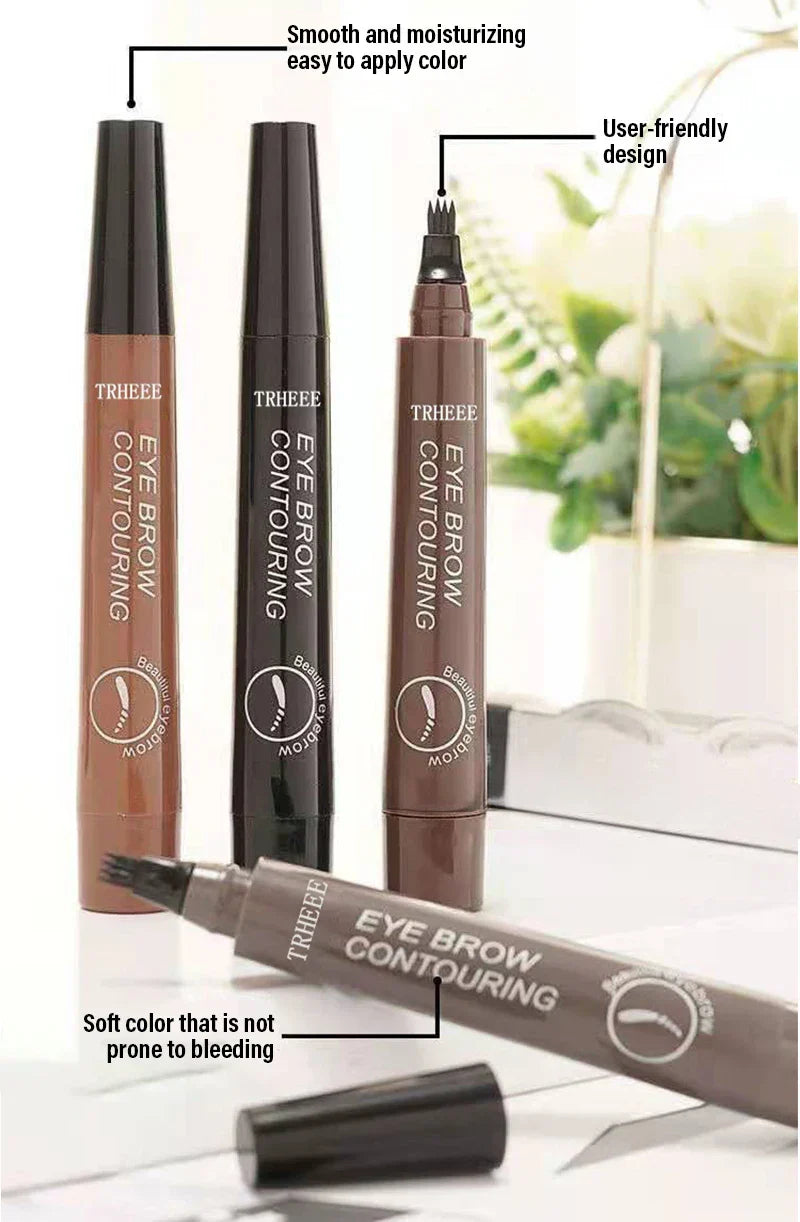 4 Splitted Head Eyebrow Pencil Long Last Smudge Proof Waterproof Sweat Proof High Pigmented Easy Apply Liquid Brow Makeup Pen