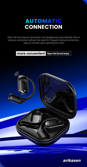 Open-Ear Headphones with Stable Comfort & Hi-Res Sound Pure Bass Boost Bluetooth 5.3 Earbuds OWS Wireless Headphones for Sports