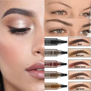 4 Splitted Head Eyebrow Pencil Long Last Smudge Proof Waterproof Sweat Proof High Pigmented Easy Apply Liquid Brow Makeup Pen