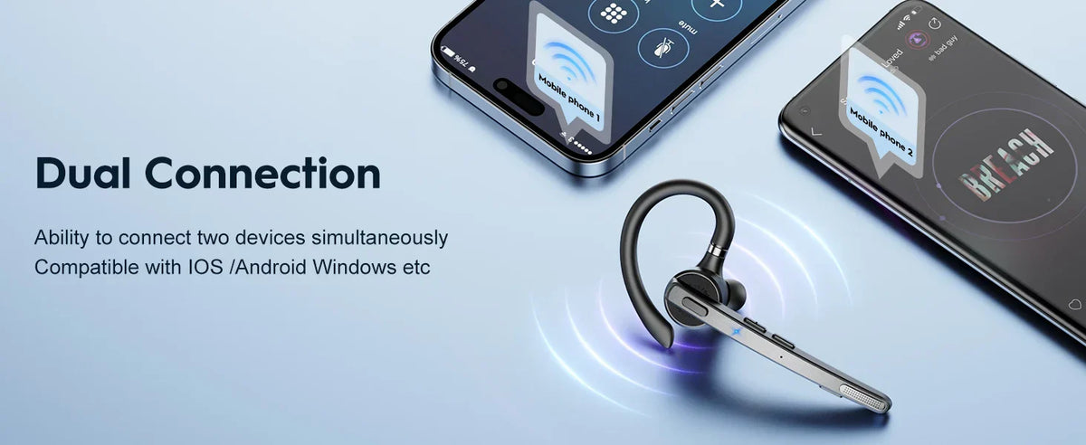 New Bee M53 Bluetooth Headset Wireless Headphone Dual-Mic Mute Noise Cancelling Earpiece Handsfree Earphones for Driver Office