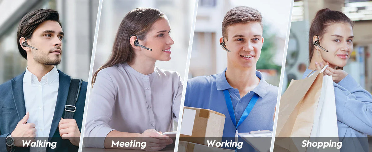 New Bee M53 Bluetooth Headset Wireless Headphone Dual-Mic Mute Noise Cancelling Earpiece Handsfree Earphones for Driver Office