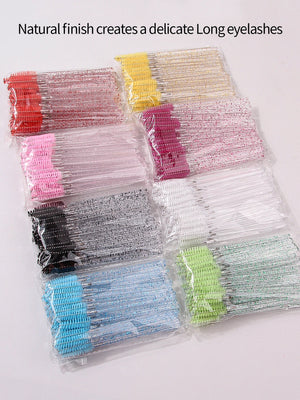 50pcs Reusable Crystal Rod Eyelash Brush Eyelash Comb Eyebrow Comb Eyelash Curl Spiral Multi purpose Portable Makeup Brush