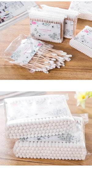 100/500pcs Double Head Cotton Swab Women Makeup Cotton Buds Tip For Wood Sticks Nose Ears Cleaning Health Care Tools