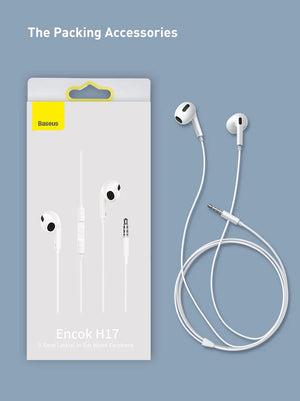 Baseus H17 3.5mm Wired Earphone with Microphone Wire-controlled in-ear Headphone For Music Sport In Ear Monitor Earbud Headset