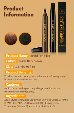 Waterproof Beard Pen Filler Men Moustache Coloring Pen Beard Coloring Filling Enhancer Black Fiber Hair Beard Stuffing Pen Tool