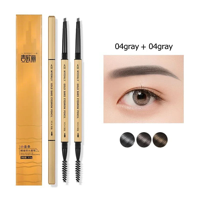 Small Gold Bars Double-end Ultra-fine Eyebrow Pencil Triangle Eyebrow Pen Refill Brow Brush Draw Stereoscopic Long-Lasting Brows