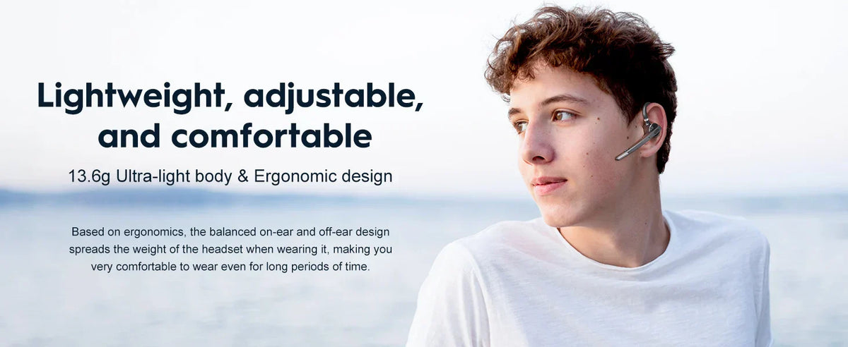 New Bee M53 Bluetooth Headset Wireless Headphone Dual-Mic Mute Noise Cancelling Earpiece Handsfree Earphones for Driver Office