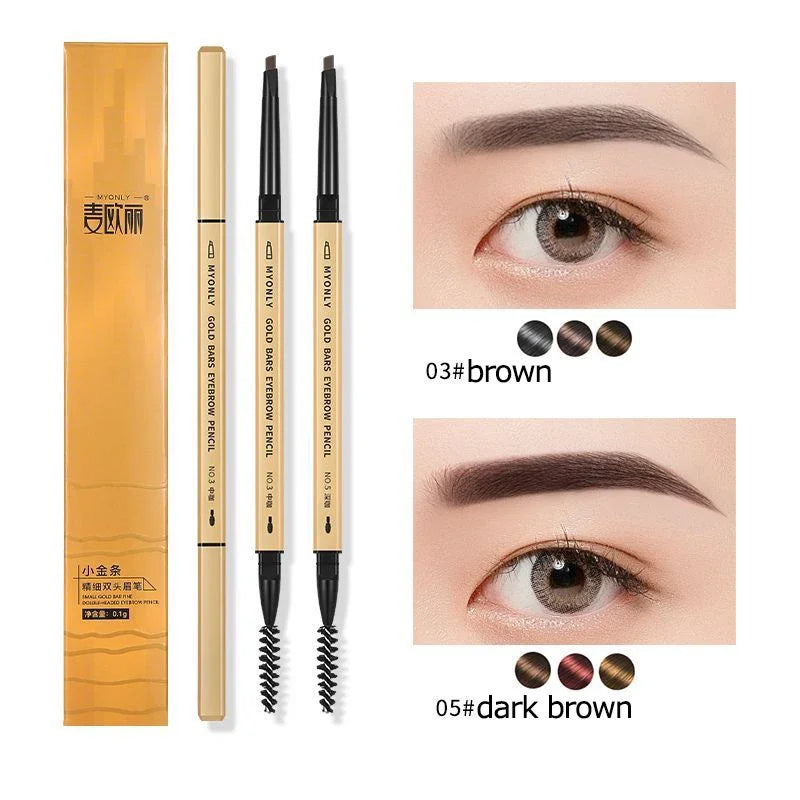 Small Gold Bars Double-end Ultra-fine Eyebrow Pencil Triangle Eyebrow Pen Refill Brow Brush Draw Stereoscopic Long-Lasting Brows