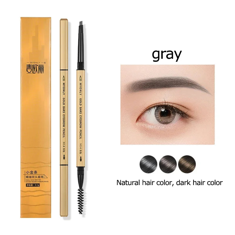 Small Gold Bars Double-end Ultra-fine Eyebrow Pencil Triangle Eyebrow Pen Refill Brow Brush Draw Stereoscopic Long-Lasting Brows