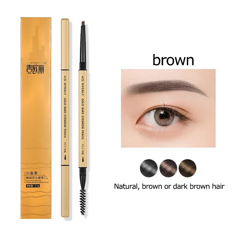 Small Gold Bars Double-end Ultra-fine Eyebrow Pencil Triangle Eyebrow Pen Refill Brow Brush Draw Stereoscopic Long-Lasting Brows