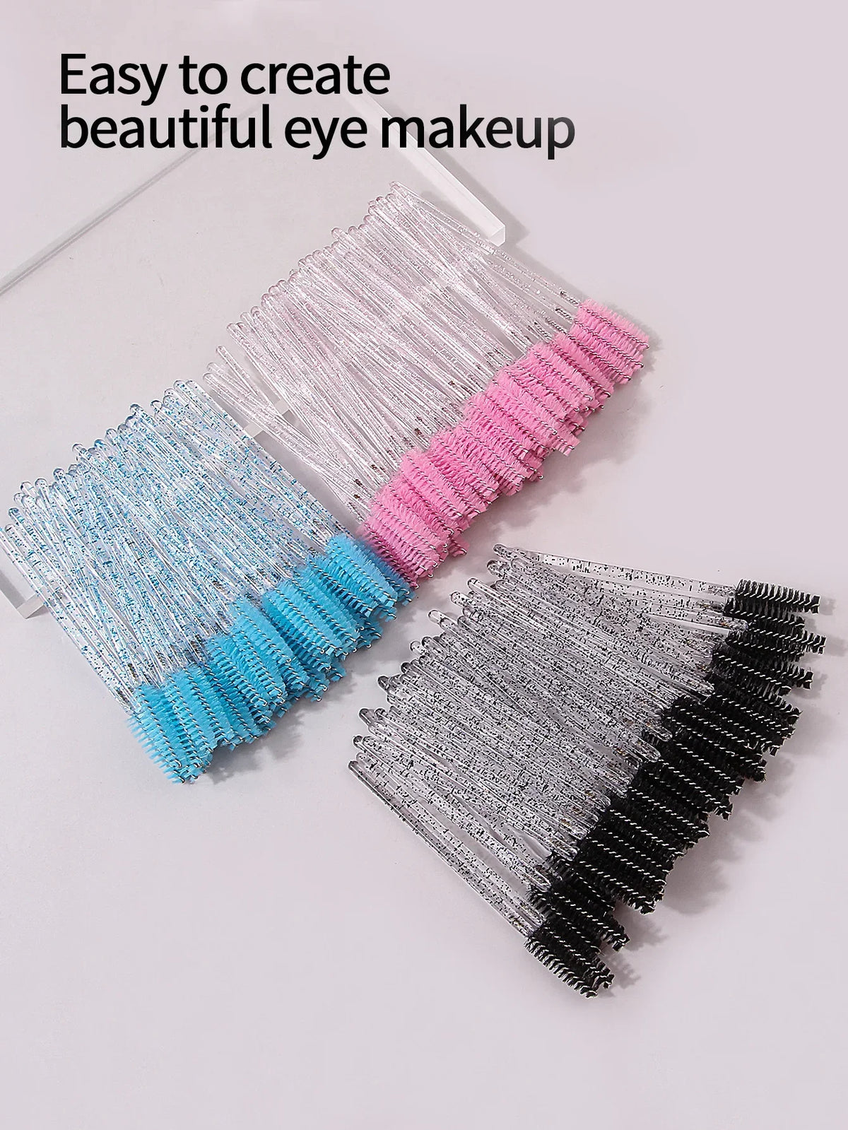 50pcs Reusable Crystal Rod Eyelash Brush Eyelash Comb Eyebrow Comb Eyelash Curl Spiral Multi purpose Portable Makeup Brush