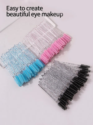 50pcs Reusable Crystal Rod Eyelash Brush Eyelash Comb Eyebrow Comb Eyelash Curl Spiral Multi purpose Portable Makeup Brush