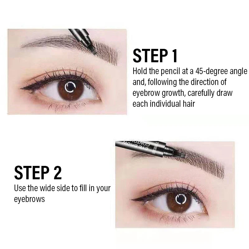 4 Splitted Head Eyebrow Pencil Long Last Smudge Proof Waterproof Sweat Proof High Pigmented Easy Apply Liquid Brow Makeup Pen