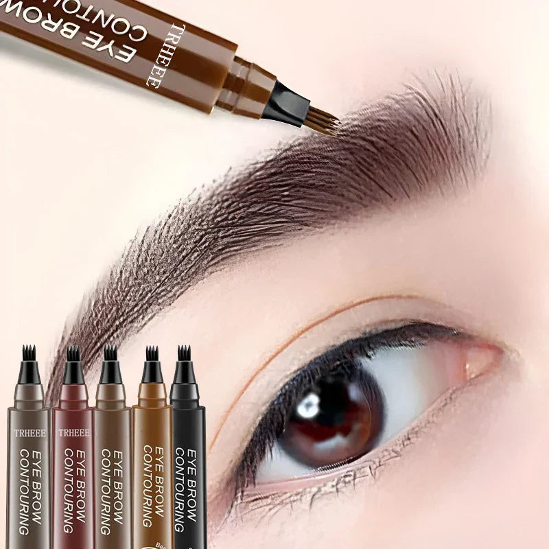 4 Splitted Head Eyebrow Pencil Long Last Smudge Proof Waterproof Sweat Proof High Pigmented Easy Apply Liquid Brow Makeup Pen