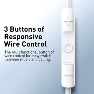 Baseus H17 3.5mm Wired Earphone with Microphone Wire-controlled in-ear Headphone For Music Sport In Ear Monitor Earbud Headset