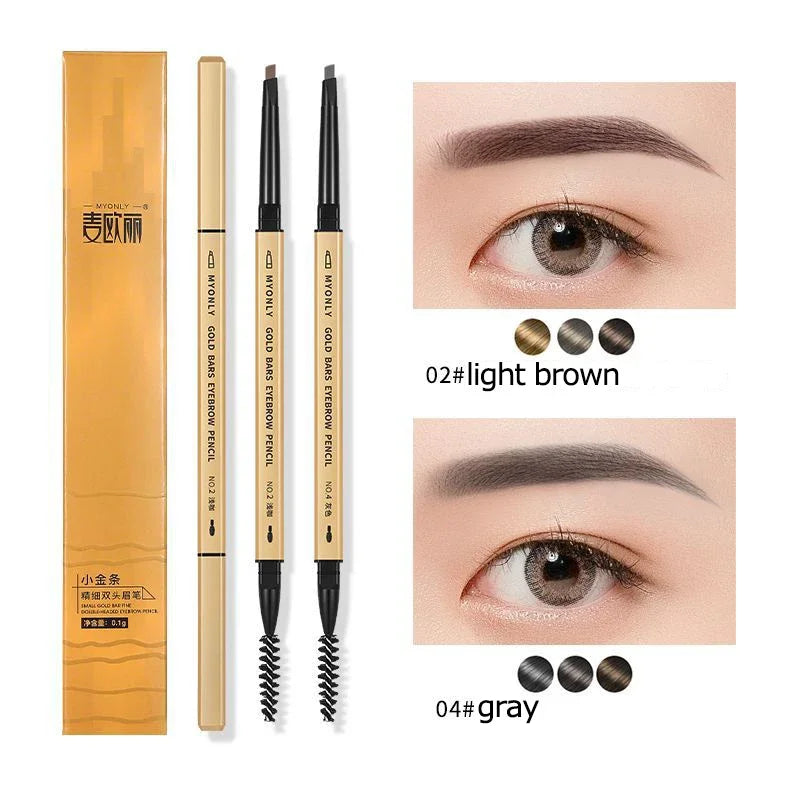 Small Gold Bars Double-end Ultra-fine Eyebrow Pencil Triangle Eyebrow Pen Refill Brow Brush Draw Stereoscopic Long-Lasting Brows