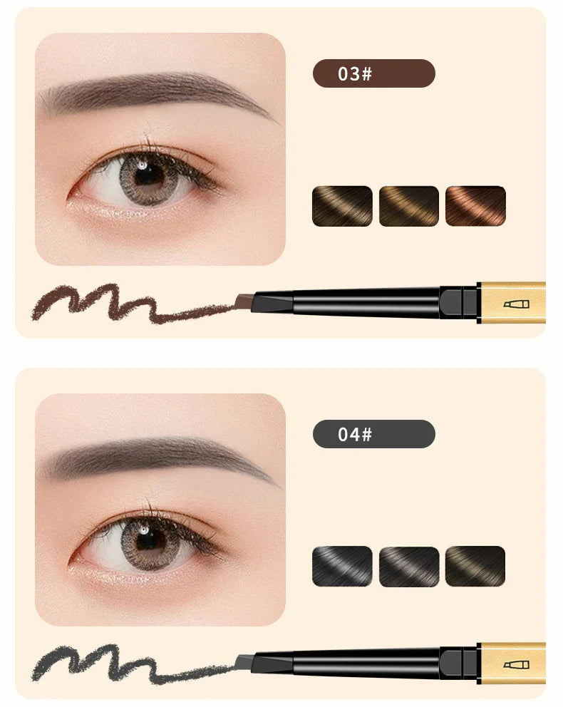 Small Gold Bars Double-end Ultra-fine Eyebrow Pencil Triangle Eyebrow Pen Refill Brow Brush Draw Stereoscopic Long-Lasting Brows