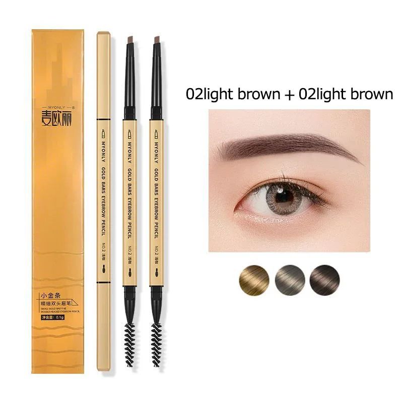 Small Gold Bars Double-end Ultra-fine Eyebrow Pencil Triangle Eyebrow Pen Refill Brow Brush Draw Stereoscopic Long-Lasting Brows