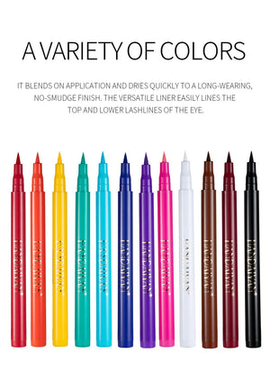 12-Piece Set Matte Colored Eyeliner Pens - Quick-Drying, Non-Smudging Liquid Eyeliner Pens