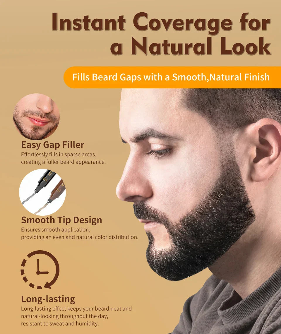 Waterproof Beard Pen Filler Men Moustache Coloring Pen Beard Coloring Filling Enhancer Black Fiber Hair Beard Stuffing Pen Tool