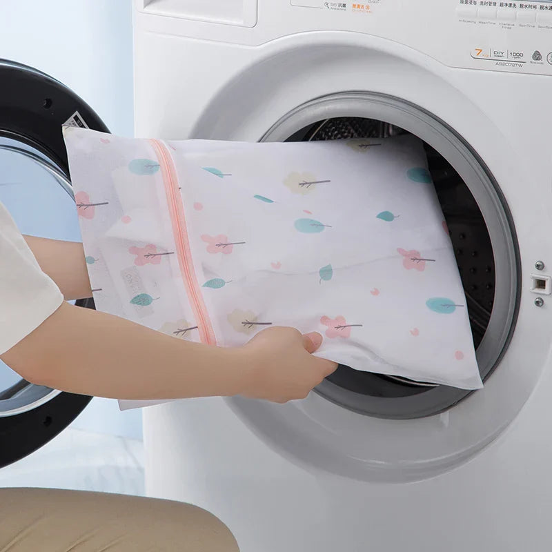 Laundry Bag Fine Mesh Cute Printted Washing Bags For Washing Machine Clothes Organizer Underwear Bra Clean Basket Multiple Sizes