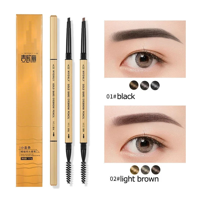 Small Gold Bars Double-end Ultra-fine Eyebrow Pencil Triangle Eyebrow Pen Refill Brow Brush Draw Stereoscopic Long-Lasting Brows