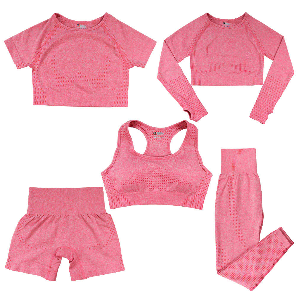 Women's Fashion Dot Fitness Yoga Outfit Five-Piece Set