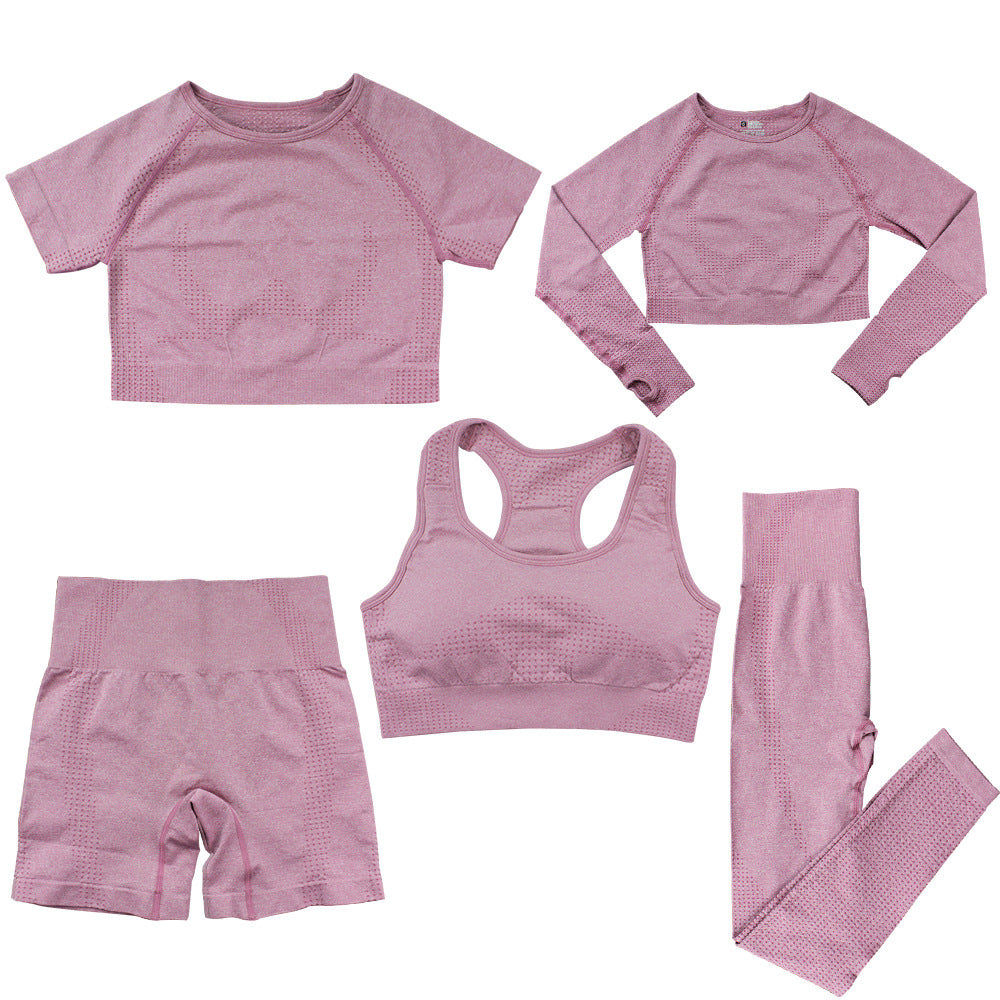 Women's Fashion Dot Fitness Yoga Outfit Five-Piece Set